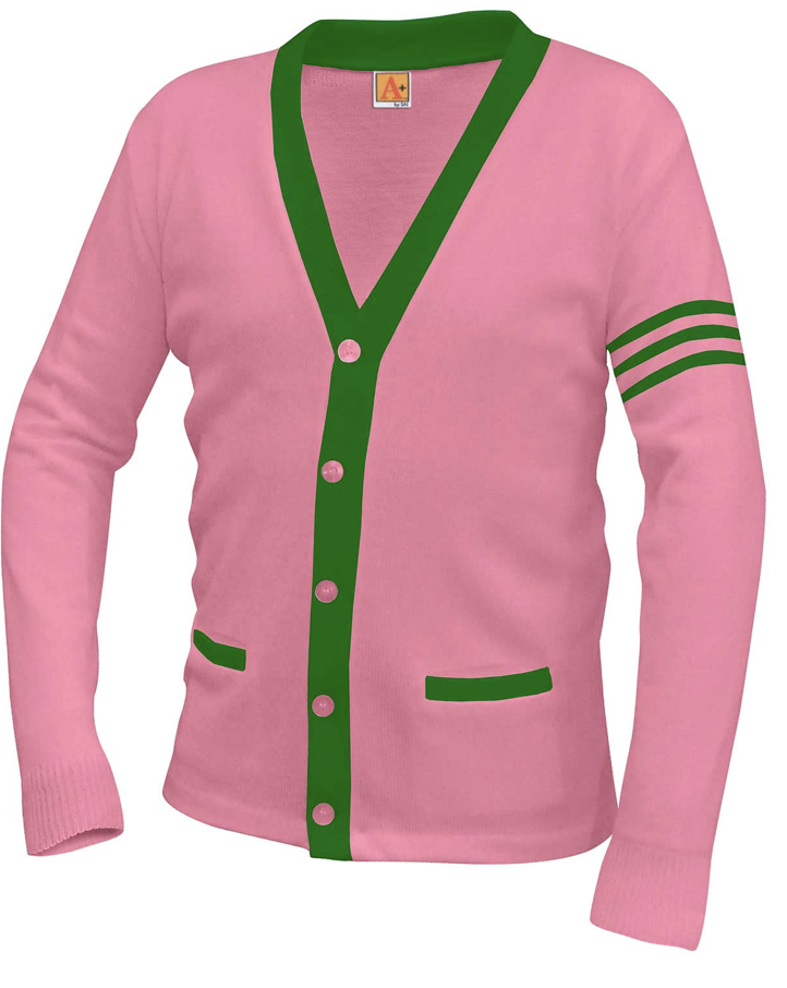 Pink/Kelly Green Varsity Cardigan